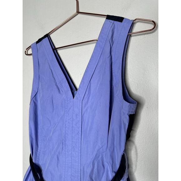 3.1 PHILLIP LIM Purple A-Line Sleeveless V-Neck Poplin Belted Midi Dress Size 4 - Picture 9 of 14